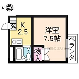 グランタック竜安寺 1階1Kの間取り