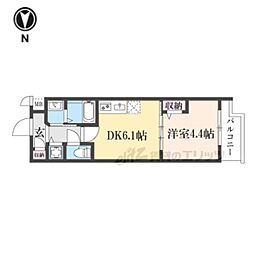 JR山陰本線 円町駅 徒歩13分の賃貸マンション 3階1DKの間取り