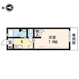 京福電気鉄道北野線 等持院・立命館大学衣笠キャンパス前駅 徒歩4分の賃貸アパート 1階1Kの間取り