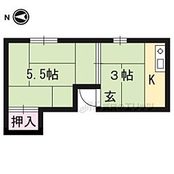 JR山陰本線 二条駅 徒歩5分の賃貸アパート 2階2Kの間取り