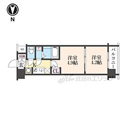 エステムコート京都二条 3階2Kの間取り