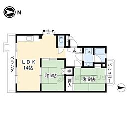 京阪本線 出町柳駅 バス30分 玄琢下下車 徒歩4分の賃貸マンション 3階2LDKの間取り