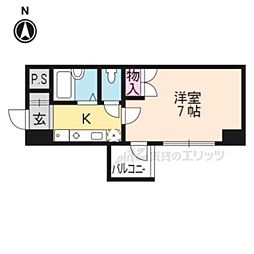 京阪本線 出町柳駅 徒歩7分の賃貸マンション 2階1Kの間取り