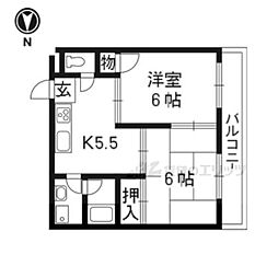 サンサーラ春嶺 3階2DKの間取り