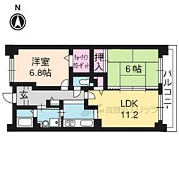 阪急京都本線 西院駅 徒歩11分の賃貸マンション 4階2LDKの間取り