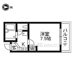 パープルゲート 2階1Kの間取り