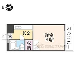JR山陰本線 太秦駅 徒歩12分の賃貸マンション 3階1Kの間取り