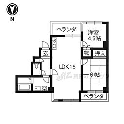 ルミエール北山 2階2LDKの間取り