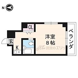 ラ・ビスタ 2階ワンルームの間取り