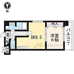 京都市営烏丸線 烏丸御池駅 徒歩7分の賃貸マンション 7階1DKの間取り