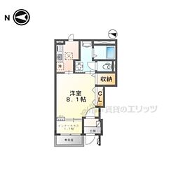 京都市営烏丸線 北大路駅 徒歩17分の賃貸アパート 1階1Kの間取り