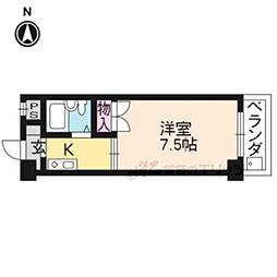 京都市営烏丸線 北大路駅 バス18分 衣笠総門町下車 徒歩1分の賃貸マンション 3階1Kの間取り
