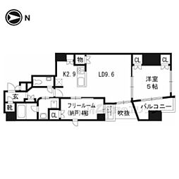 プレミスト京都御池通 2階1LDKの間取り