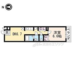 京福電気鉄道嵐山本線 西大路三条駅 徒歩4分の賃貸マンション 2階1DKの間取り