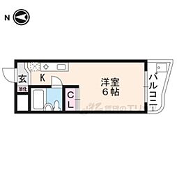 JR山陰本線 花園駅 徒歩8分の賃貸マンション 1階ワンルームの間取り