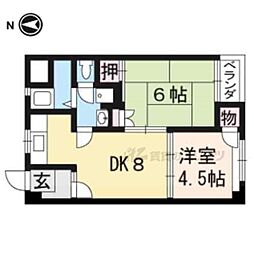 森マンション 3階2DKの間取り
