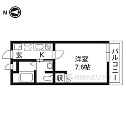 フラッティ堀川高辻 1階1Kの間取り