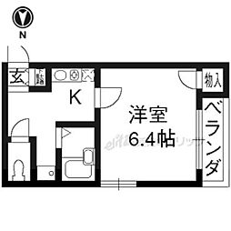 京都市営烏丸線 今出川駅 徒歩15分の賃貸マンション 3階1Kの間取り