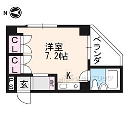 レジデンス浅野 2階1Kの間取り