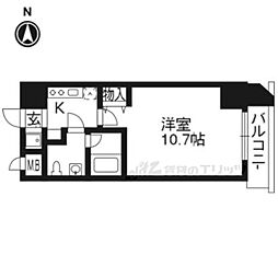 阪急京都本線 大宮駅 徒歩8分の賃貸マンション 8階1Kの間取り