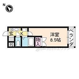 グランドールワタナベII 3階1Kの間取り