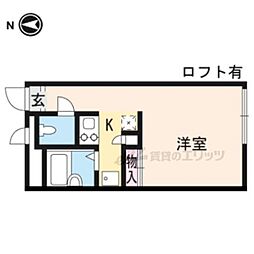 阪急京都本線 大宮駅 徒歩10分の賃貸アパート 2階1Kの間取り
