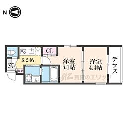 シエルコート大宮 1階2Kの間取り