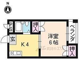 アーバンハイツ上長者町通 3階1Kの間取り