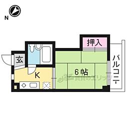 京都市営烏丸線 北大路駅 バス17分 原谷口下車 徒歩1分の賃貸マンション 2階1Kの間取り