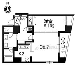 阪急京都本線 西院駅 徒歩12分の賃貸マンション 7階1DKの間取り