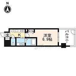 京都地下鉄東西線 太秦天神川駅 徒歩6分の賃貸マンション 2階1Kの間取り