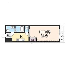 朱雀館 1Kの間取図画像