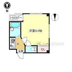 平行マンション 1Kの間取図画像