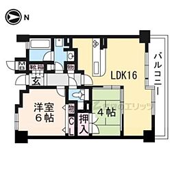 プレサンスロジェ太秦天神川駅前 2LDKの間取図画像