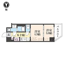 レシオス京都嵯峨野 1DKの間取図画像