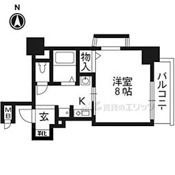 エステムコート京都烏丸3ジャパニズム 1Kの間取図画像
