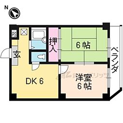 シャトー嵐望2 2DKの間取図画像