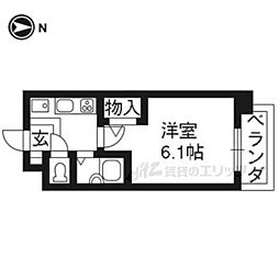 プレサンス京都四条烏丸 1Kの間取図画像