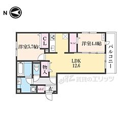 プルミエール上賀茂 2LDKの間取図画像