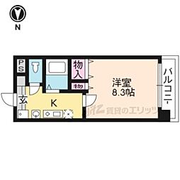 ハウスセゾン御所南 1Kの間取図画像