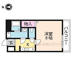 フラッティ堀川北山 1Kの間取図画像