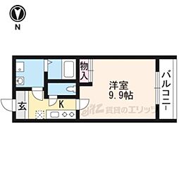 サンライズ出町 1Kの間取図画像