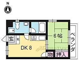 いしはら荘 1DKの間取図画像