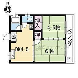 谷ケ辻ハイツ 2DKの間取図画像