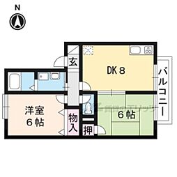 カーサ井ノ口 2DKの間取図画像