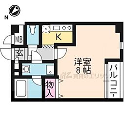 クオリカ西京極マンション 1Kの間取図画像