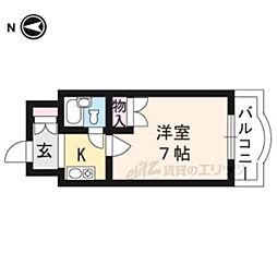 賀茂学生会館 1Kの間取図画像
