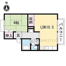 セジュール北山 1LDKの間取図画像