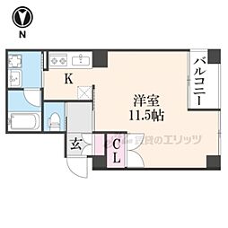 コンフォート聖護院 1Kの間取図画像