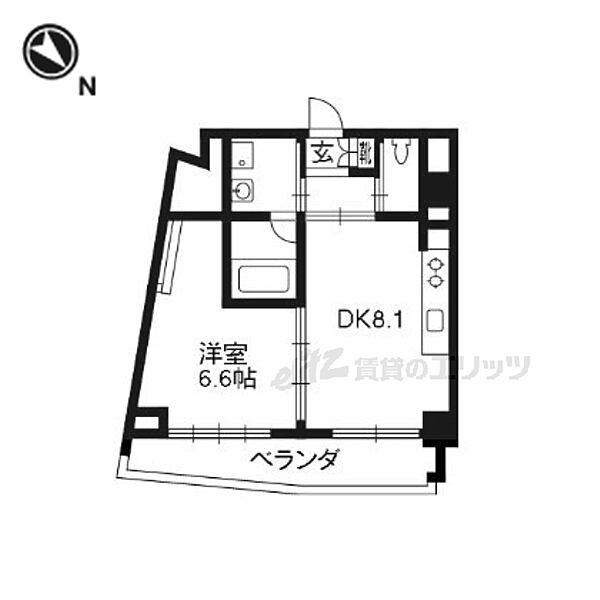 京都府京都市西京区川島東代町(賃貸マンション1DK・4階・34.09㎡)の写真 その2